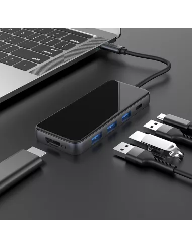 Hub 5 en 1 TIGER 5 - USB C vers PD Charge + 3 Ports USB 3.0 + HDMI ...