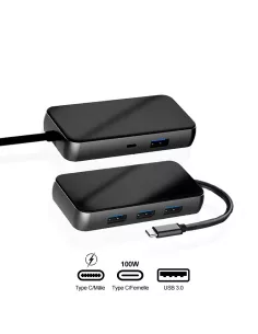 Hub 5 en 1 TIGER 5 - USB C vers PD Charge + 4 Ports USB 3.0 | Ibroz