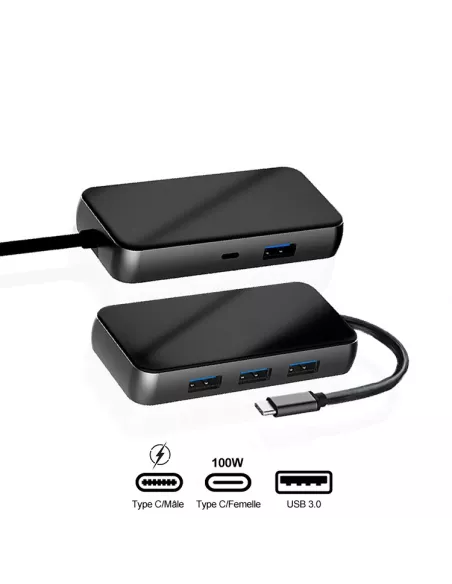 5 in 1 Hub TIGER 5 - USB C to PD Charge + 4 USB 3.0 Ports | Ibroz