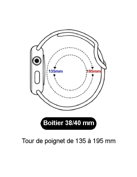 Bracelet Sport Apple Watch 8, 7, 6, SE, 5, 4, 3 - Blanc/Noir | Ibroz