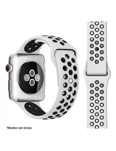 Bracelet Sport Apple Watch 8, 7, 6, SE, 5, 4, 3 - Blanc/Noir | Ibroz