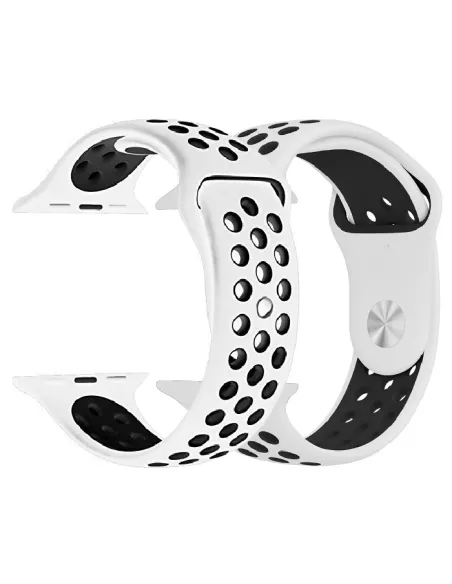 Bracelet Sport Apple Watch 8, 7, 6, SE, 5, 4, 3 - Blanc/Noir | Ibroz