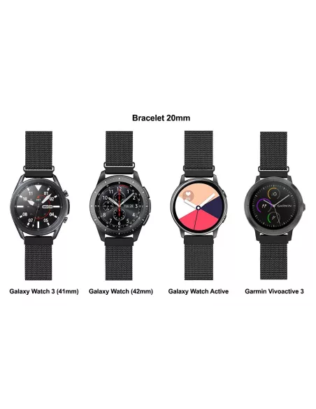 Bracelet acier à maille milanaise avec fermeture magnétique 20 et 2...