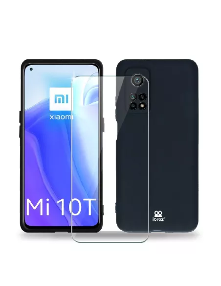 Xiaomi Mi 10T Coque Liquid Silicone Soft Touch noir + Verre Trempé ...