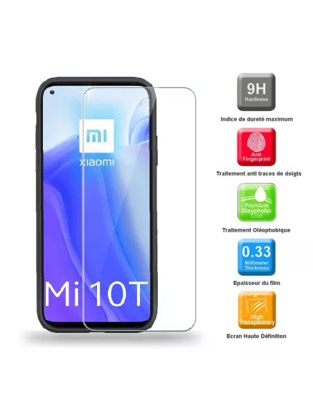 Xiaomi Mi 10T Coque Liquid Silicone Soft Touch noir + Verre Trempé ...