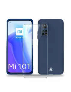 Xiaomi Mi 10T Coque Liquid Silicone Soft Touch bleu + Verre Trempé ...