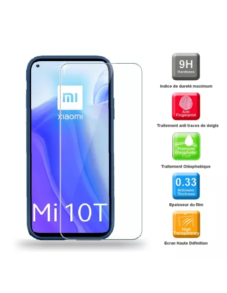 Xiaomi Mi 10T Coque Liquid Silicone Soft Touch bleu + Verre Trempé ...
