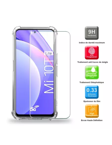 Xiaomi Mi 10T Lite Pack Coque antichocs + Protection écran 9H | Ibroz