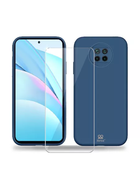 Xiaomi Mi 10T Lite Coque Liquid Silicone Soft Touch bleu + Verre Tr...