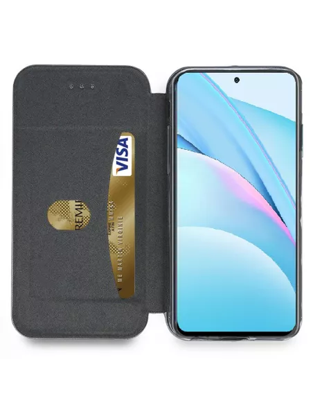 Xiaomi Mi 10T Lite Leather Case Folio CLAM - Blue | Ibroz