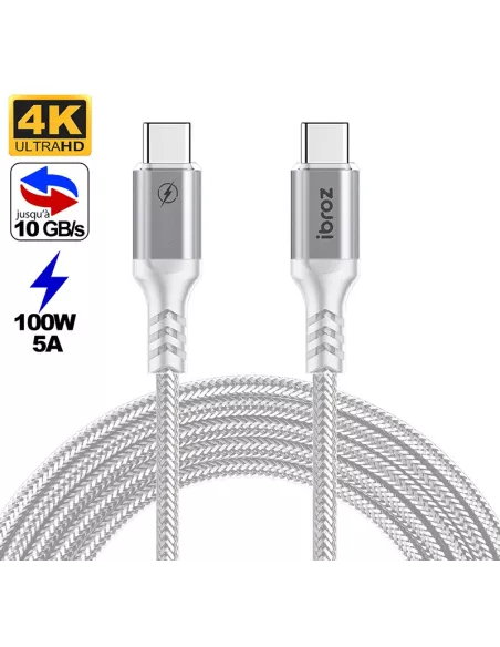 ibroz--Câble USB-C vers USB-C Fast-X 100W-5A (2 mètres)