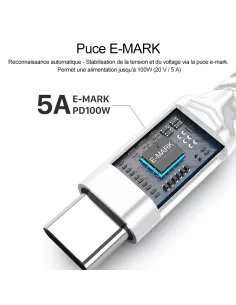 ibroz--Câble USB-C vers USB-C Fast-X 100W-5A (2 mètres) 2