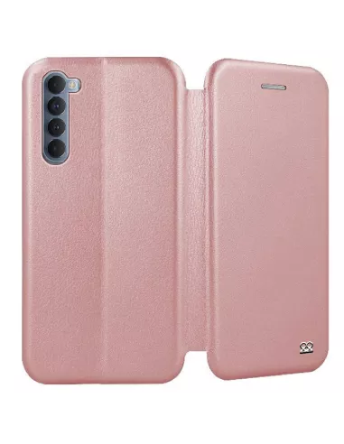 Oppo Reno 4 PRO (4G) Etui Cuir Folio Clam + Verre Trempé - Rose Gol...