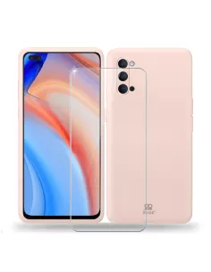 Oppo Reno 4 Coque Liquid Silicone Soft Touch + Verre Trempé - Rose ...