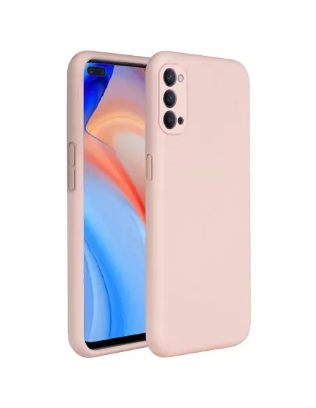 Oppo Reno 4 Case Liquid Silicone Soft Touch + Tempered Glass - Pink ...