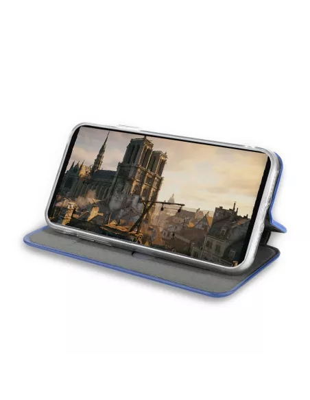 Oppo Reno 2Z Folio Clam Leather Case + Tempered Glass + Blue | Ibroz