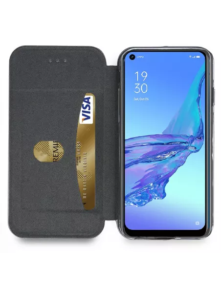 Oppo A53s Etui Cuir Folio Clam + Verre Trempé - Gold | Ibroz