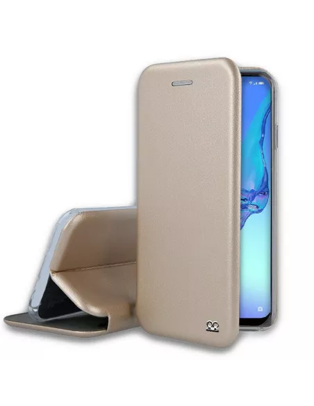 Oppo A53s Etui Cuir Folio Clam + Verre Trempé - Gold | Ibroz
