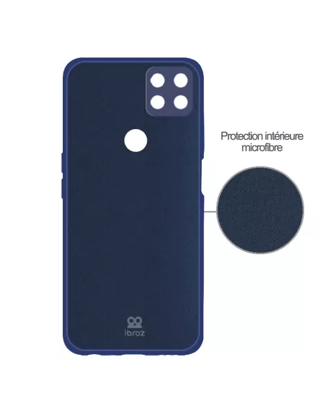 Oppo A15 Coque Liquid Silicone Soft Touch + Verre trempé 9H - Bleu ...