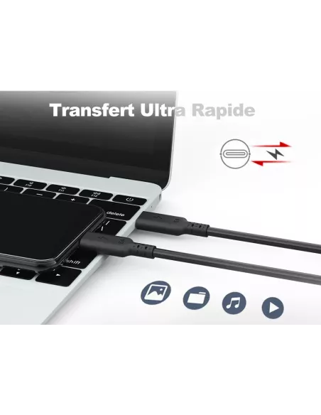 Câble USB-C vers USB-C Fast-X 100W/5A (2 mètres) 10Gbps - Blanc | I...