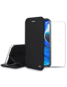 Oppo Reno 2Z Folio Clam Leather Case + Tempered Glass + Black | Ibroz