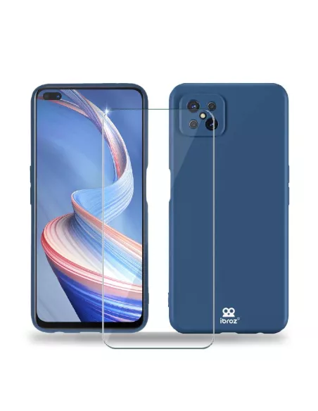 Oppo Reno 4Z (5G) Coque Liquid Silicone Soft Touch bleu + Protectio...