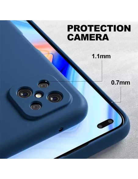 Oppo Reno 4Z (5G) Coque Liquid Silicone Soft Touch bleu + Protectio...