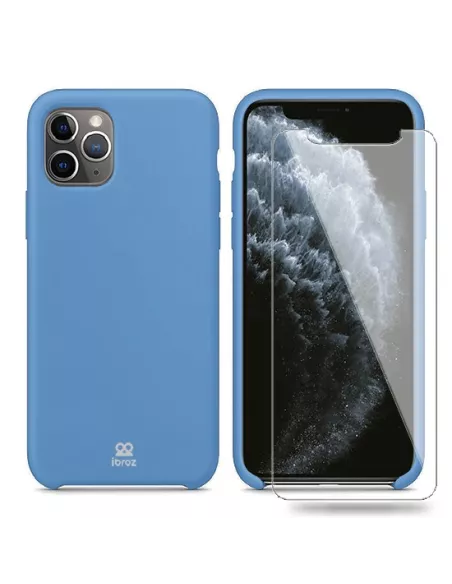 iPhone 11 Pro Liquid Silicone Case + Tempered Glass - Sky Blue | Ibroz