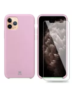 iPhone 11 Pro Coque Liquid Silicone + Verre trempé - Rose | Ibroz