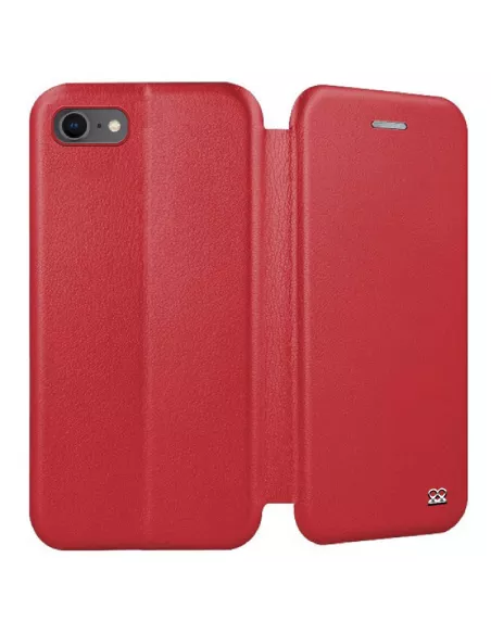 iPhone 7/8/SE (2020) Etui Cuir Folio + Verre Trempé 9H - Rouge | Ibroz