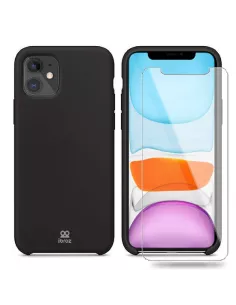 iPhone 11 Liquid Silicone + Tempered Glass Case - Black | Ibroz