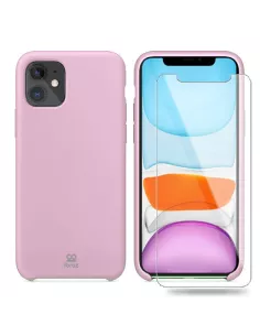 iPhone 11 Liquid Silicone + Tempered Glass Case - Pink | Ibroz