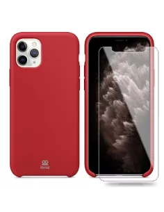 iPhone 11 Pro Max Liquid Silicone Case + 9H Tempered Glass - Red |...
