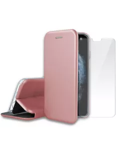 iPhone 11 Pro Max Folio Leather Case + 9" Tempered Glass Screen Protector...