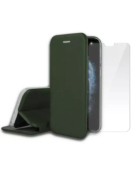 iPhone 11 Pro Max Etui Cuir Folio + Protection écran Verre Trempé 9...