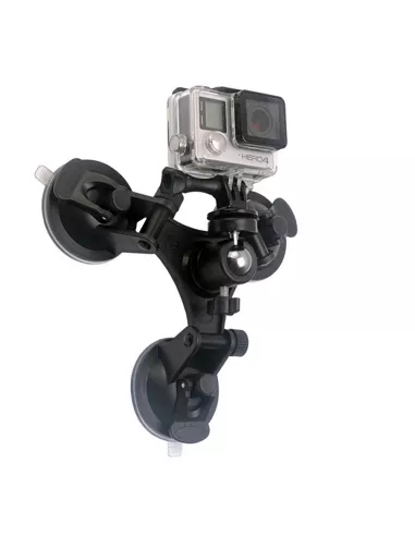 Kit Support Caméra Triple Ventouse Voiture - Perche Extensible 47-120 Cm, Pour Insta360, GoPro, DJI, Angles Uniques