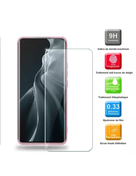 Xiaomi Mi 11 Liquid Silicone Soft Touch Case + 9H Tempered Glass - R...