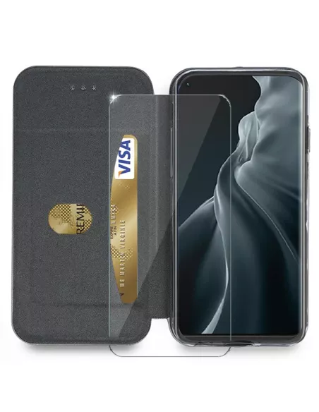 Xiaomi Mi 11 Folio Clam Leather Case + 9H Tempered Glass - Pink | Ibroz