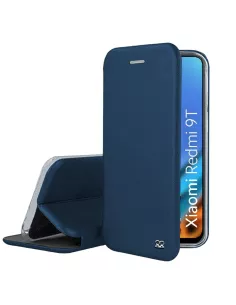 Xiaomi Redmi 9T Etui Cuir Folio Clam + Verre Trempé 9H - Bleu | Ibroz