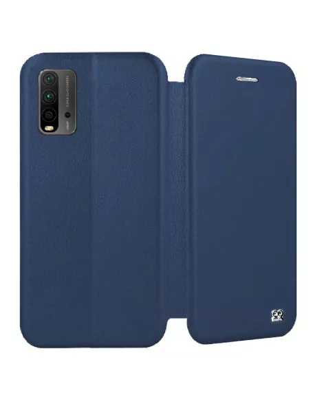 Xiaomi Redmi 9T Folio Clam Leather Case + 9H Tempered Glass - Blue | Ibroz
