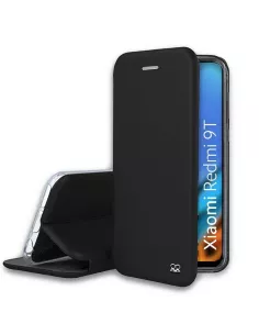 Xiaomi Redmi 9T Folio Clam Leather Case + 9H Tempered Glass - Black | Ibroz