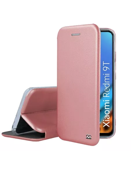 Xiaomi Redmi 9T Etui Cuir Folio Clam + Verre Trempé 9H - Rose Gold ...