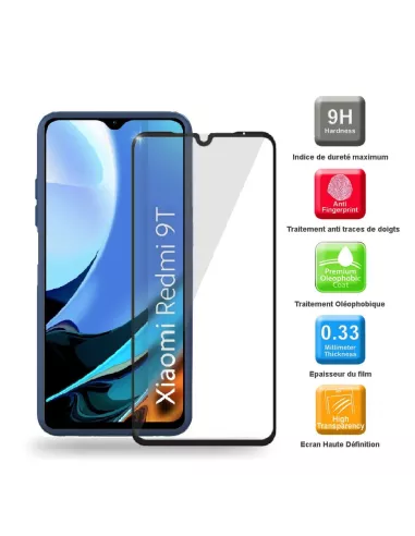 Xiaomi Redmi 9T Case Liquid Silicone Soft Touch blue + Tempered Glass...