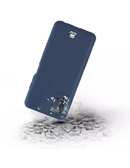 Xiaomi Redmi 9T Case Liquid Silicone Soft Touch blue + Tempered Glass...