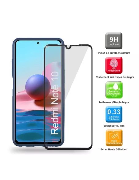 Xiaomi Redmi Note 10 Liquid Silicone Cover Soft Touch blue + Glass ...