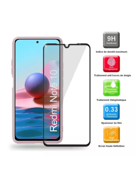 Xiaomi Redmi Note 10 Coque Liquid Silicone Soft Touch rose + Verre ...