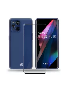 Find X3 Pro Liquid Silicone Soft Touch Case + 9H Tempered Glass - Bl...