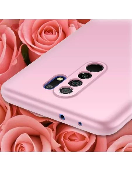 Xiaomi Redmi 9 Coque Liquid Silicone Soft Touch rose + Verre Trempé...