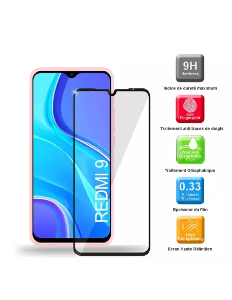 Xiaomi Redmi 9 Coque Liquid Silicone Soft Touch rose + Verre Trempé...