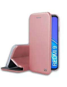 Xiaomi Redmi 9 Folio Clam Leather Case + 9H Tempered Glass - Pink | Ibroz